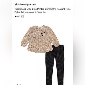 Girls 4t new nwt two piece outfit matching set tunic crinkle top peasant legging